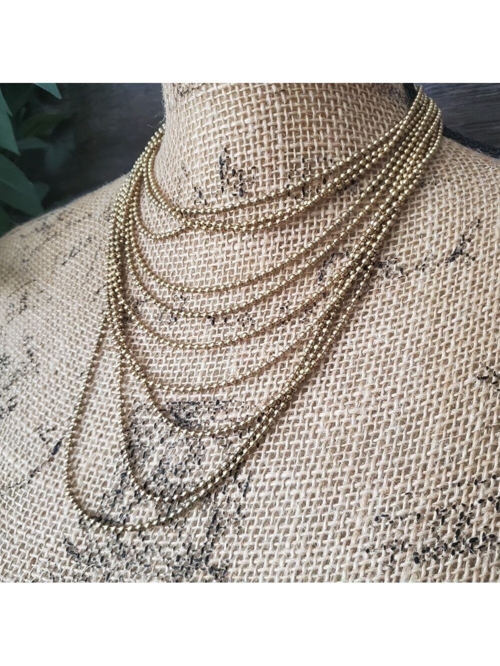 Gold Tone Multi Layered Beaded Necklace